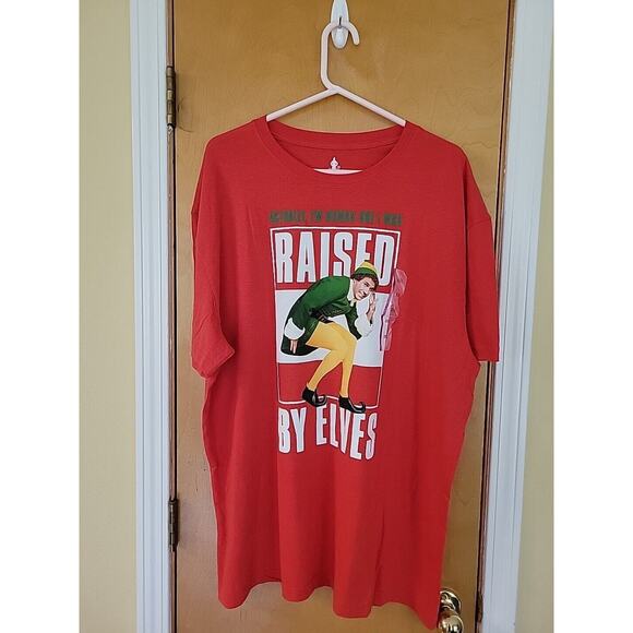 Men's Buddy the Elf Actually I'm Human But I Was Raised by Elves Shirt XXL- New - Picture 1 of 3